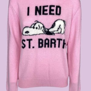 PULLOVER DONNA ROSA RICAMO SNOOPY