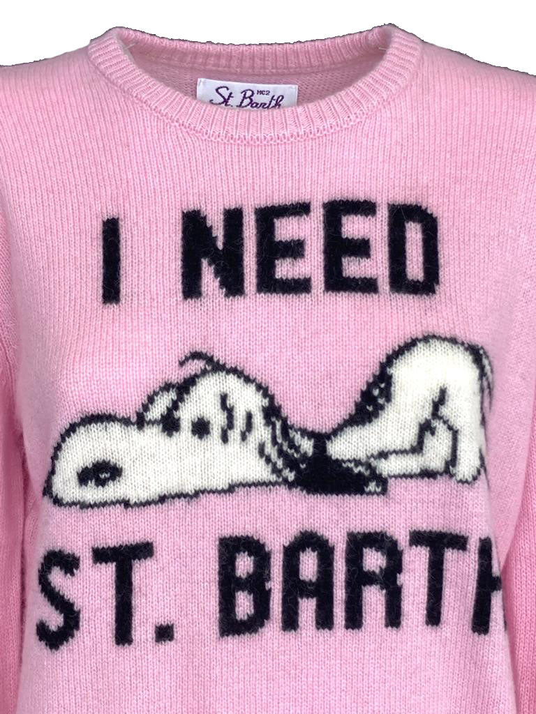 PULLOVER DONNA ROSA RICAMO SNOOPY - immagine 4