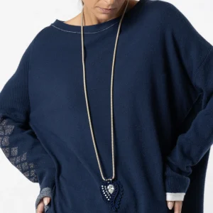 Collana con charm a goccia blu e punti luce