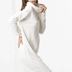 Abito in maglia bianco con pinces