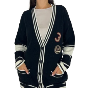 CARDIGAN DONNA NERO CON TOPPE
