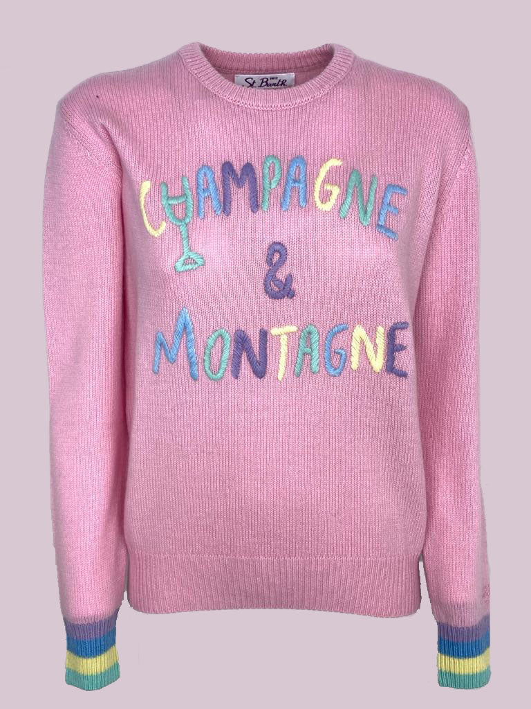 PULLOVER DONNA ROSA RICAMO CHAMPAGNE & MONTAGNE - immagine 2