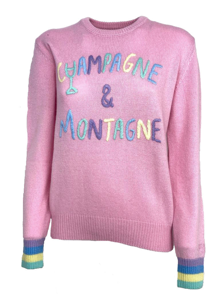 PULLOVER DONNA ROSA RICAMO CHAMPAGNE & MONTAGNE - immagine 3