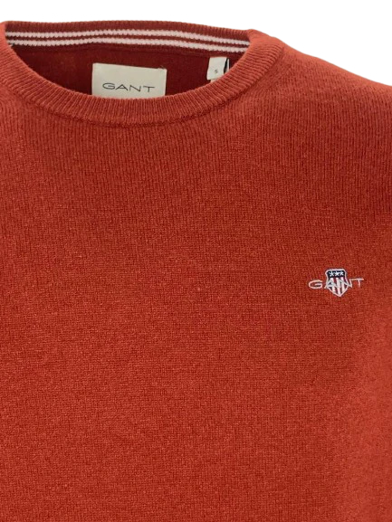 PULLOVER UOMO ARANCIO GIROCOLLO 100% LANA - immagine 3