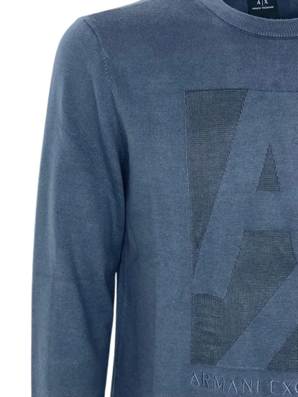FELPA BLU UOMO GIROCOLLO CON LOGO FRONTALE - immagine 4