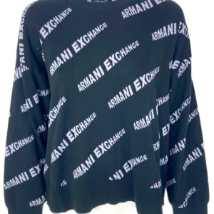 MAGLIA DONNA NERA CON LOGO ALL-OVER
