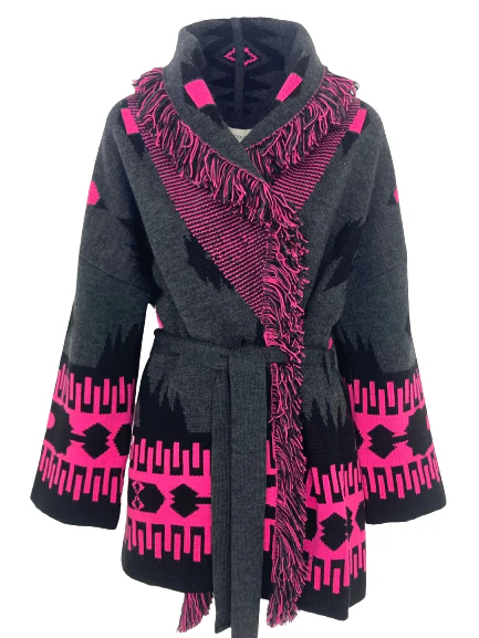 CARDIGAN DONNA IN FANTASIA CON FRANGE - immagine 2
